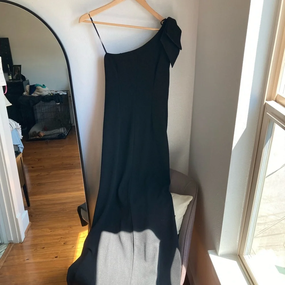 Eliza J One Shoulder Big Bow Maxi Formal Dress Black 4 - Picture 6 of 8